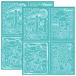 Self-Adhesive Silk Screen Printing Stencil, for Painting on Wood, DIY Decoration T-Shirt Fabric, Turquoise, Mushroom Pattern, 280x220mm(DIY-WH0338-124)
