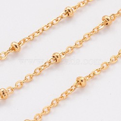 Ion Plating(IP) 304 Stainless Steel Cable Chains, Satellite Chains, Soldered, Rondelle Beads, Golden, 2mm(X-CHS-H007-06G)