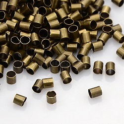 Brass Crimp Beads, Tube, Cadmium Free & Nickel Free & Lead Free, Antique Bronze, 3x3mm, Hole: 2.5mm(X-KK-L017-AB-NF)