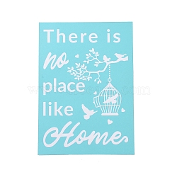 Olycraft 2Pcs Self-Adhesive Silk Screen Printing Stencil, Word There is no place like Home, for Painting on Wood, DIY Decoration T-Shirt Fabric, Turquoise, Bird & Birdcage Pattern, 19.5x14cm, 2pcs/set(DIY-OC0008-075)