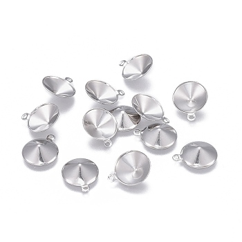 201 Stainless Steel Charms Pointed Back Rhinestone Settings, Cone, Stainless Steel Color, Fit for 10mm rhinestone, 13x10.5x3.2mm, Hole: 1mm