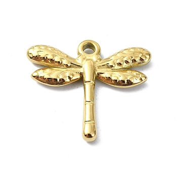 Ion Plating(IP) 304 Stainless Steel Pendants, Real 18K Gold Plated, Dragonfly, 18x20x2.5mm, Hole: 1.8mm