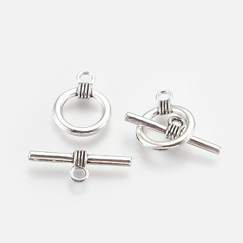 Alloy Toggle Clasps, Antique Silver, Ring: 20x15x2mm, Hole: 2.5mm, Bar: 26x9x3mm, Hole: 3mm