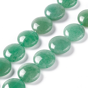 Natural Green Aventurine Beads Strands, Flat Round, 19.5~20.5x7~8mm, Hole: 1mm, about 20pcs/strand, 15.55''~15.98''(39.5~40.6cm)