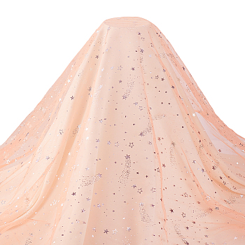 1 Bag Nylon Glitter Mesh Lace Fabric, for Kids Party Dress Decoration, Garment Making, Bisque, 150~161x0.01cm