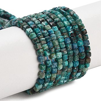 Natural Chrysocolla and Lapis Lazuli Beads Strands, Faceted Table Cut Cube, 1.5~2.5x1.5~2.5x1.5~2mm, Hole: 0.4mm, about 183~186pcs/strand, 15.35~15.55''(39~39.5cm)