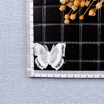 Lace Embroidery Sewing Fiber, DIY Garment Accessories, Butterfly, White, 40x47mm
