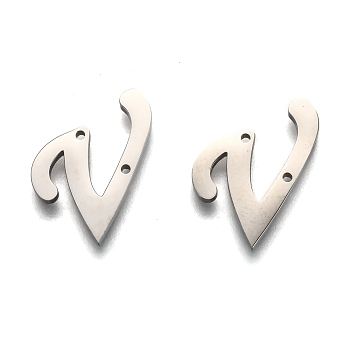 304 Stainless Steel Links Connectors, Letter, Letter.V, 18x15x1.5mm, Hole: 0.9mm