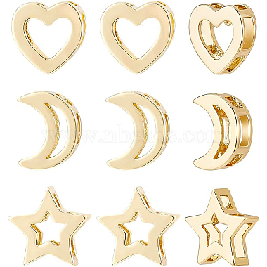 Real 18K Gold Plated Mixed Shapes Brass Slide Charms