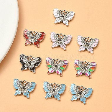 Platinum Butterfly Alloy+Enamel Pendants