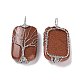 Natural & Synthetic Mixed Gemstone Copper Wire Wrapped Pendants(G-H281-08P)-3