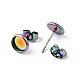 Accessoires de puces d'oreilles plates et rondes en 304 acier inoxydable(STAS-I017-03MC)-2