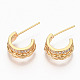 Brass Micro Pave Clear Cubic Zirconia Half Hoop Earrings(KK-R117-034B-NF)-1