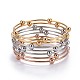 Fashion Tri-color 304 Stainless Steel Bangle Sets(X-BJEW-L664-023A-M)-1