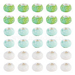 100Pcs Large Hole Resin European Beads, with Platinum Brass Double Cores, Rondelle, Lime, 14x9mm, Hole: 5mm(OPDL-TA0001-06B)