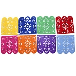 2 Strands Felt Square Flags, Hollow Flower Hanging Banner, for Festival Party Decorations, Colorful, 130x130mm(FEPA-DJ0001-09)