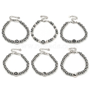 304 Stainless Steel & Synthetic Non-magnetic Hematite Round Beaded Bracelets for Women, Mixed Shapes, 6-7/8 inch(17.5cm)(BJEW-G717-12)