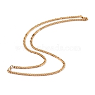 Men's Vacuum Plating 304 Stainless Steel Curb Chain Necklaces, with Lobster Claw Clasps, Golden, 23.85 inch(60.6cm), 4.5mm(NJEW-I248-06A-G)