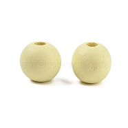 Wood European Beads, Matte Style, Round, Pale Goldenrod, 15mm, Hole: 4.7mm(WOOD-M014-01J)