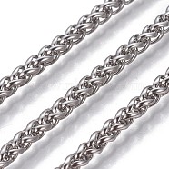 304 Stainless Steel Wheat Chains, Foxtail Chain, Unwelded, Stainless Steel Color, 3mm(CHS-P007-13P)