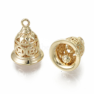 Brass Bell Pendants, Nickel Free, Real 18K Gold Plated, 15x11mm, Hole: 1.5mm(X-KK-S348-567-NF)
