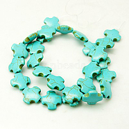 Synthetic Turquoise Beads Strands, Cross, Turquoise, 15x15x5mm, Hole: 1mm(X-TURQ-H055-28)