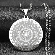 304 Stainless Steel 12 Constellation Sign Sun Moon Phase Pendant Necklaces, Box Chain Necklaces for Women, Stainless Steel Color, 23.62 inch(60cm)(NJEW-S007-09P)