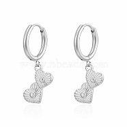Stainless Steel Heart Dangle Earrings for Women, with Rhinestone(MB0260-2)