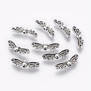 Tibetan Style Alloy Beads, Lead Free & Nickel Free & Cadmium Free, Butterfly, Antique Silver, Size: about 7mm wide, 22mm long, hole: about 1mm(X-TIBEB-1331-AS-FF)