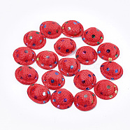 Velvet Hat Decoration, DIY Craft Decoration, Polka Dot Printed, Red, 48~50x17~18mm, about 100pcs/bag(AJEW-T004-01E)