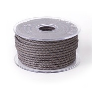 Braided Cowhide Cord, Leather Jewelry Cord, Jewelry DIY Making Material, Dark Gray, 3mm, about 5.46 yards(5m)/roll(WL-I004-3mm-D-22)