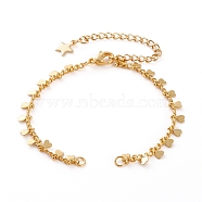 Brass Curb Chains Bracelet Makings, with Heart Charms, 304 Stainless Steel Lobster Claw Clasps, Chain Extender & Jump Rings, Golden, 6-1/8 inch(15.5cm)(AJEW-JB00881)