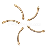 5Pcs Brass Micro Pave Clear Cubic Zirconia Link Connectors, Long-Lasting Plated, Rectangle, Real 18K Gold Plated, 38x5mm, Hole: 1.6mm(ZIRC-SZ0003-11)