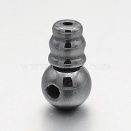 Non-magnetic Synthetic Hematite 3 Hole Guru Beads, T-Drilled Beads, Black, 19x10mm, Hole: 2mm(G-P046-19B)