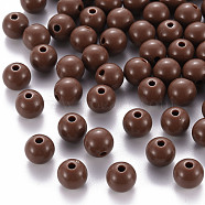 Opaque Acrylic Beads, Round, Sienna, 8x7mm, Hole: 2mm, about 1745pcs/500g(MACR-S370-C8mm-A17)