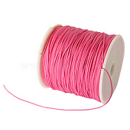 Braided Nylon Thread, Chinese Knotting Cord Beading Cord for Beading Jewelry Making, Hot Pink, 0.8mm, about 100yards/roll(NWIR-R006-0.8mm-106)