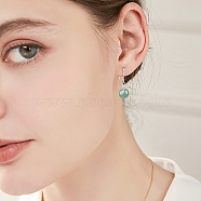 Natural Jadeite Round Ball Dangle Earrings, with 925 Sterling Silver Pins, 29x10mm(EJEW-H307-01P)