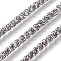 304 Stainless Steel Wheat Chains, Foxtail Chain, Unwelded, Stainless Steel Color, 3mm(CHS-P007-13P)