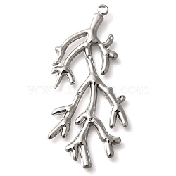 Anti-Tarnish 304 Stainless Steel Big Pendants, Branch Charm, Stainless Steel Color, 57.5x23x2mm, Hole: 2mm(STAS-I310-02P)