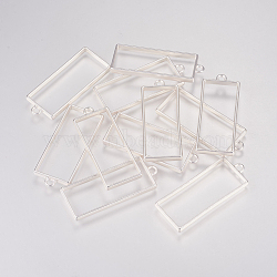Rack Plating Alloy Rectangle Open Back Bezel Pendants, For DIY UV Resin, Epoxy Resin, Pressed Flower Jewelry, Hollow, Cadmium Free & Nickel Free & Lead Free, Matte Silver, 49x20x3.5mm, Hole: 3mm(PALLOY-S047-11B-FF)