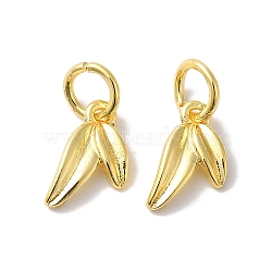 Long-Lasting Plated Brass Charms, with Jump Rings, Leaf, Real 18K Gold Plated, 11.8x6.6x1.8mm, Hole: 3.8mm(KK-K381-08G-01)