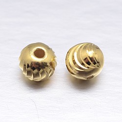 Fancy Cut Round 925 Sterling Silver Spacers Beads, Real 18K Gold Plated, 6mm, Hole: 1.4mm, about 72pcs/20g(STER-M103-07-6mm-G)