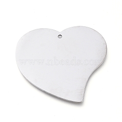 304 Stainless Steel Pendants, Manual Polishing, Stamping Blank Tag, Laser Cut, Heart, Stainless Steel Color, 27x30x0.8mm, Hole: 1.2mm(STAS-L238-100A-P)