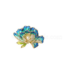 Cubic Zirconia & Natural Pearl Flower Brooch, Golden Brass Lapel Pin Accessory Pin, Dodger Blue, 51x40mm(PW-WGBE5D8-02)