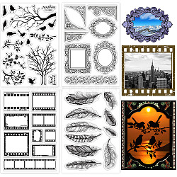 4 Sheets 4 Styles PVC Plastic Stamps, for DIY Scrapbooking, Photo Album Decorative, Cards Making, Stamp Sheets, Mixed Shapes, 16x11x0.3cm, 1 sheet/style(DIY-GL0004-48B)