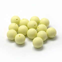 Food Grade Eco-Friendly Silicone Beads, Chewing Beads For Teethers, DIY Nursing Necklaces Making, Round, Champagne Yellow, 12mm, Hole: 2mm(SIL-R008B-33)