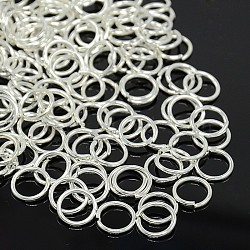 Jewelry Findings, Brass Jumprings, Cadmium Free & Lead Free, Open Jump Rings, Silver, 10x1.2mm, Inner Diameter: 7.6mm, about 3700pcs/kg(J0CPE022)