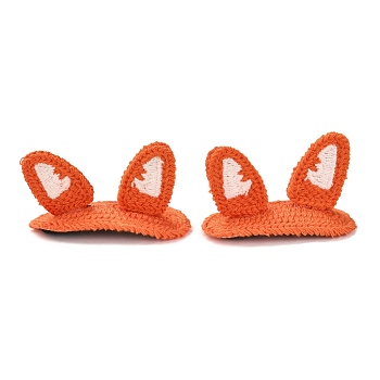 Iron Snap Hair Clips, with Polyester Thread, Fox Ear, Orange, 62x27x39mm