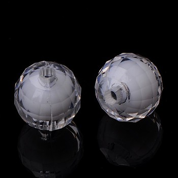 Transparent Acrylic Beads, Bead in Bead, Faceted, Round, Clear, 12mm, Hole: 2mm, about 580pcs/500g