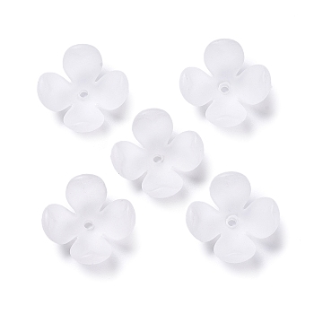 Frosted Acrylic Bead Caps, 4-Petal Flower, WhiteSmoke, 25.5x10mm, Hole: 2mm, about 446pcs/500g